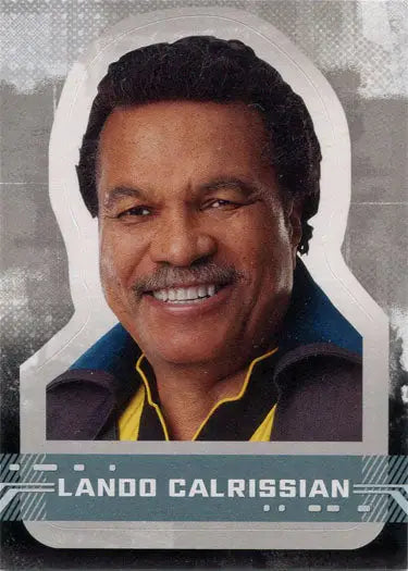 Portrait of a smiling middle-aged man in a black and yellow shirt for a character sticker card