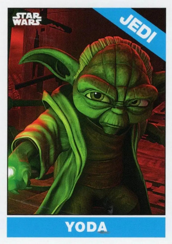 Green alien with pointed ears in Jedi robes from Star Wars Topps Baseball trading card