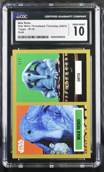 Graded trading card of Star Wars character Max Rebo in protective case CGC 10 Gem Mint