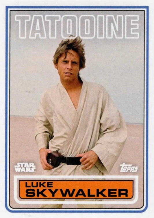 Trading card of Luke Skywalker in robes from Star Wars Topps Football collection