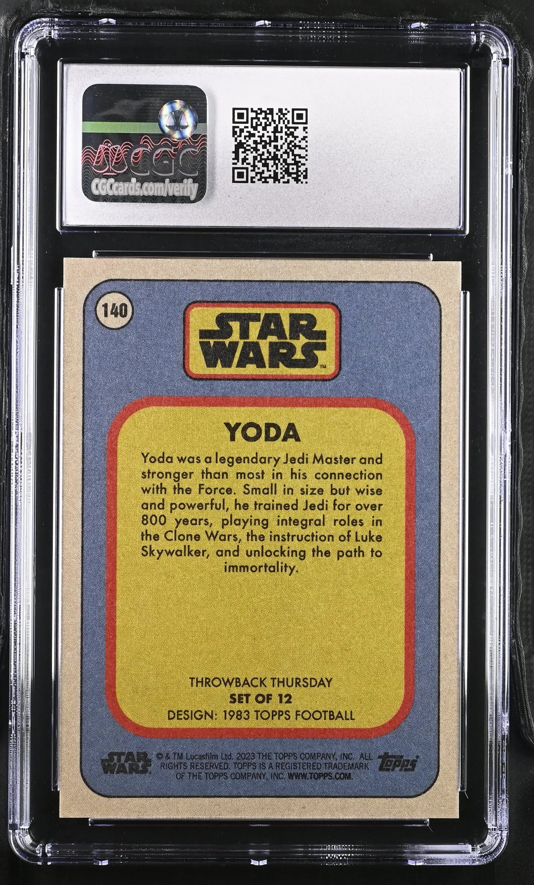 Graded Star Wars Yoda trading card CGC 10 Gem Mint from Throwback Thursday 2023