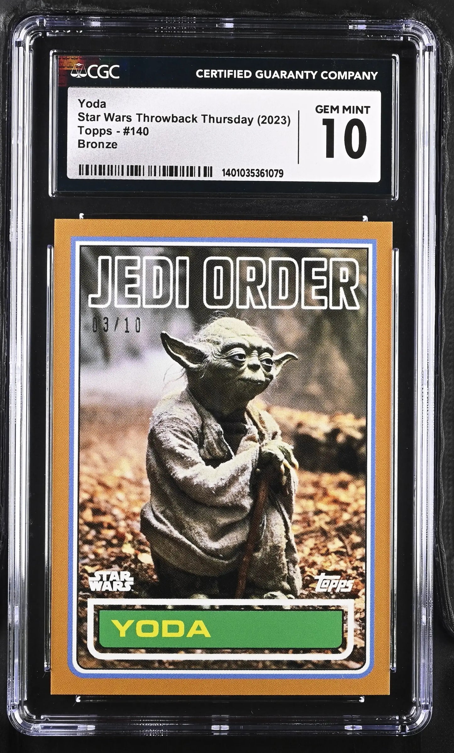 Graded Star Wars Yoda trading card CGC 10 Gem Mint from Throwback Thursday 2023