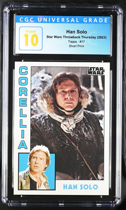 Graded Star Wars trading card Han Solo Short Print in protective CGC 10 case