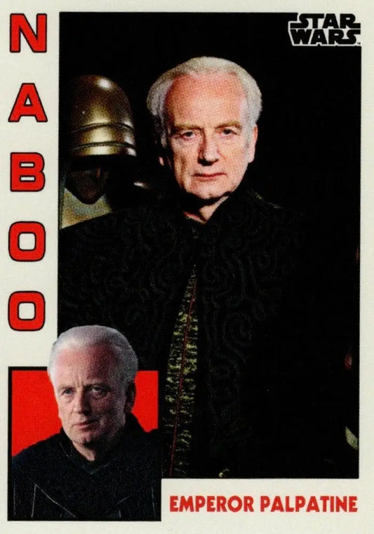 Trading card of Emperor Palpatine from Star Wars in 1984 Baseball series