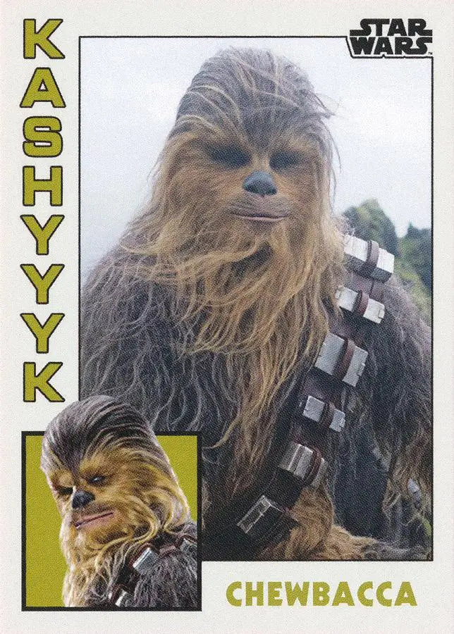 Chewbacca from Star Wars in brown fur featured on 1984 baseball trading card