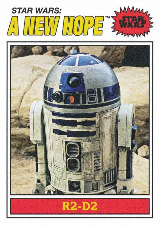 Cylindrical R2-D2 astromech droid on Star Wars Topps Baseball trading card 2023