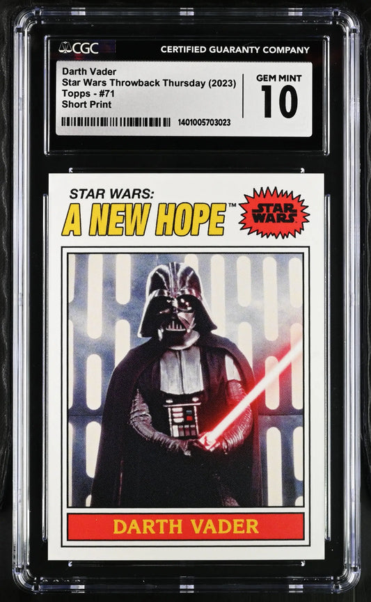 Graded trading card of Darth Vader from Star Wars: A New Hope in protective case