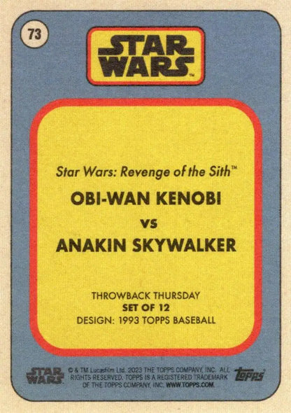 Star Wars Trading Card of Anakin Skywalker vs Obi-Wan Kenobi from Revenge of the Sith