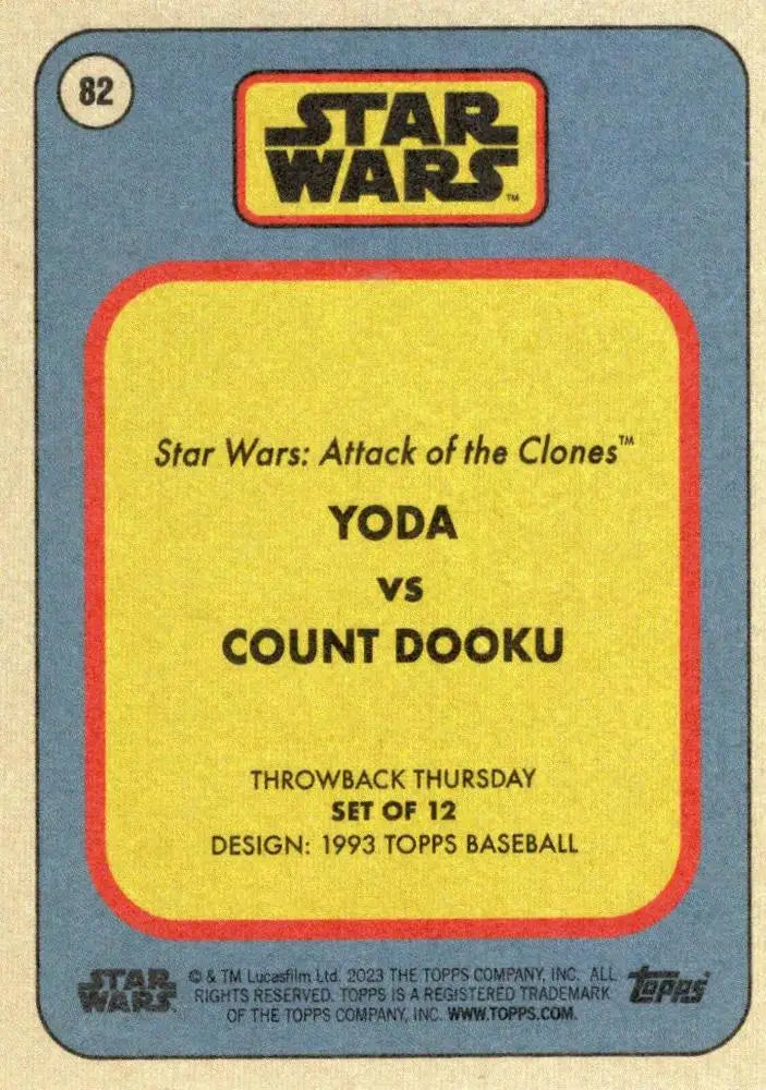 Star Wars trading card featuring Yoda vs Count Dooku from Attack of the Clones