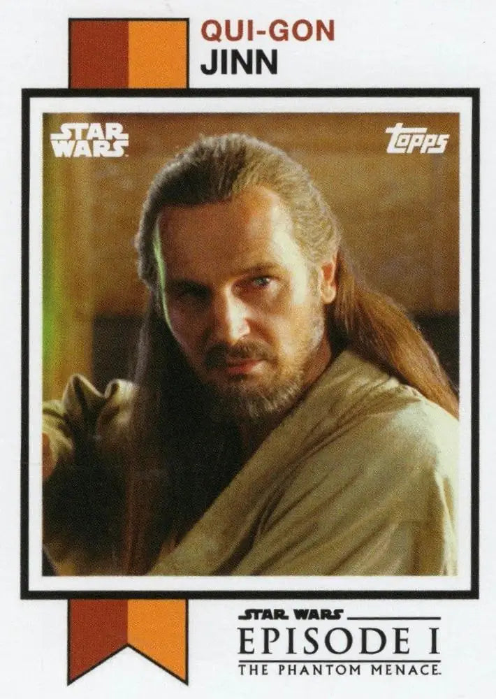 Star Wars trading card of Qui-Gon Jinn in light robes from Topps Football 1973