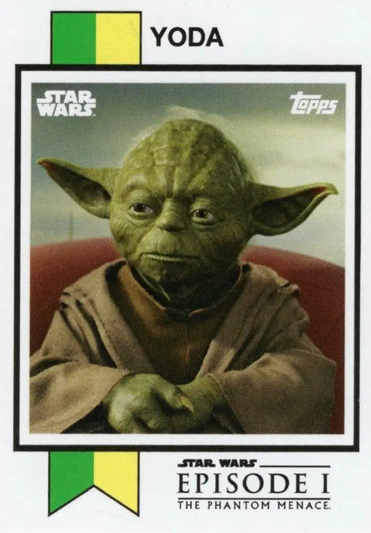 Green alien creature with large ears in brown robes from Star Wars trading cards