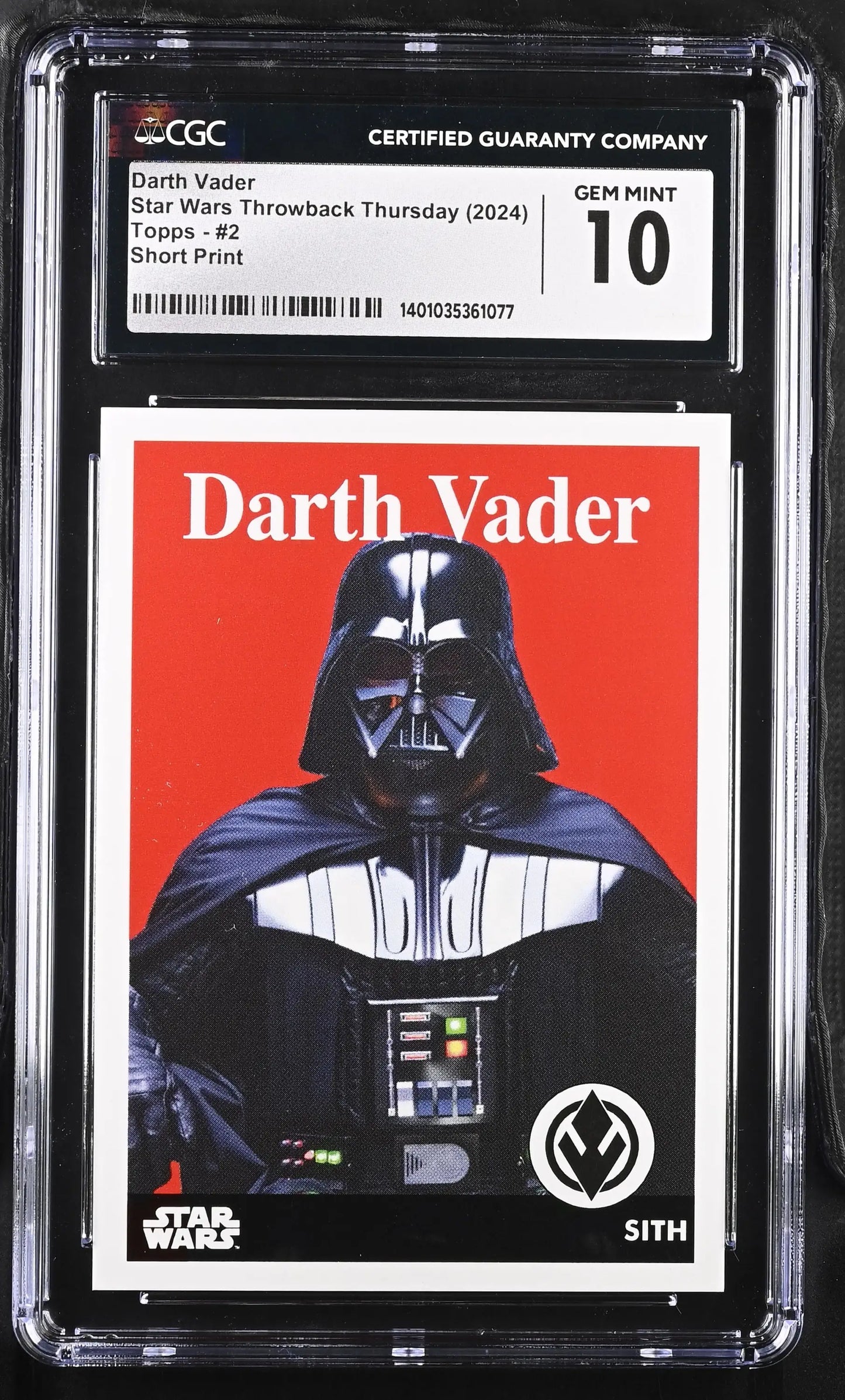 Graded Darth Vader Star Wars trading card from Throwback Thursday 2024 collection