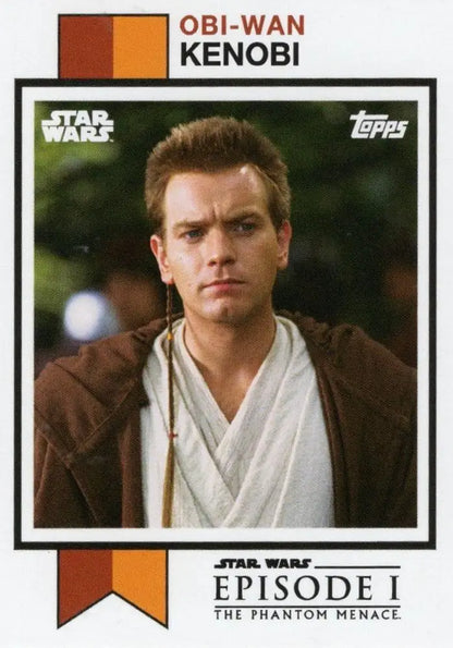 Star Wars trading card of Obi-Wan Kenobi in brown robes, Topps Football 1973 design