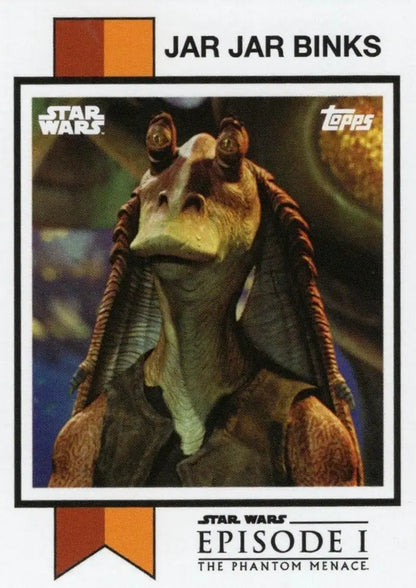 Jar Jar Binks trading card from Star Wars Episode I featured in Topps Football collection