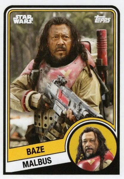 Topps Star Wars trading card of Rebel fighter Baze Malbus in battle gear