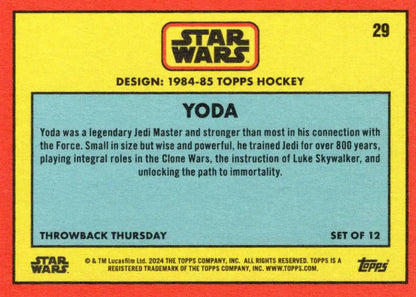 Trading card featuring Yoda from Star Wars in Topps Hockey style, 1984-85 edition