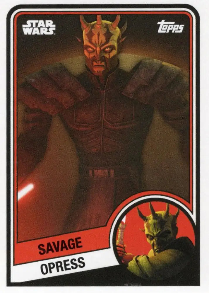 Red-skinned Zabrak warrior with lightsaber featured on Star Wars Topps Hockey trading card