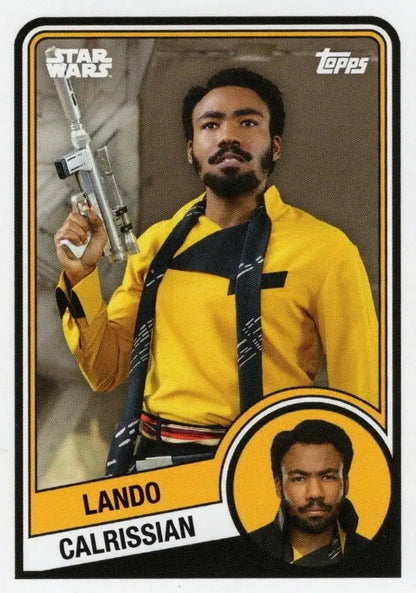 Star Wars Trading Card of Lando Calrissian in yellow shirt holding blaster Topps Hockey