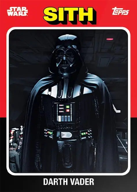 Darth Vader in black armor and helmet featured on Star Wars Topps Baseball trading card