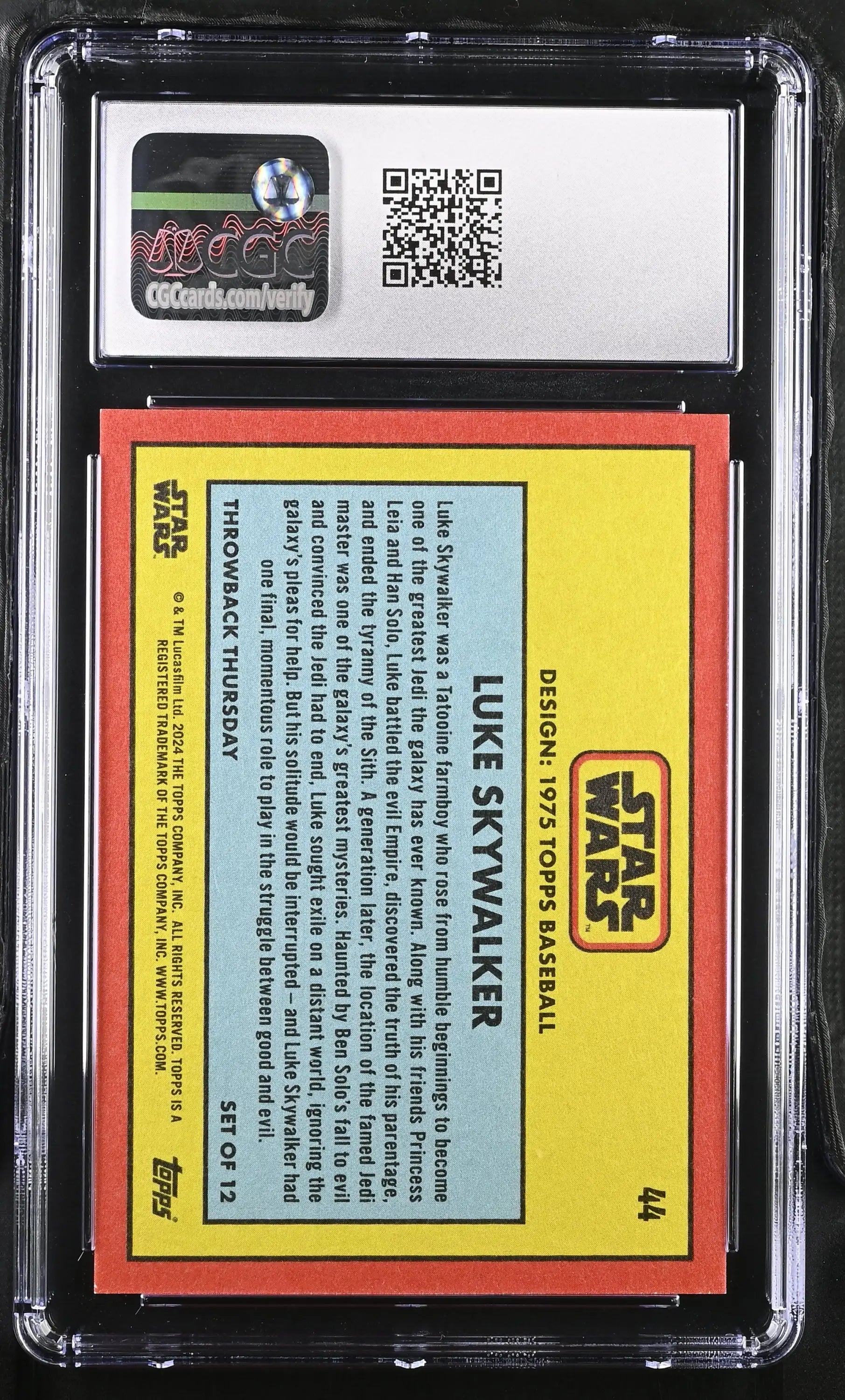 Encased Star Wars trading card Luke Skywalker SP image variation CGC 9.5 Mint+