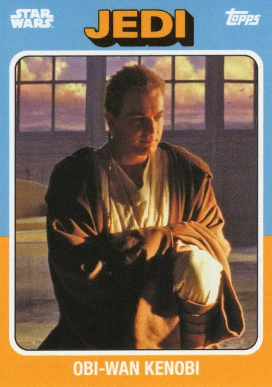 Star Wars trading card featuring Obi-Wan Kenobi in brown robes from Topps Baseball