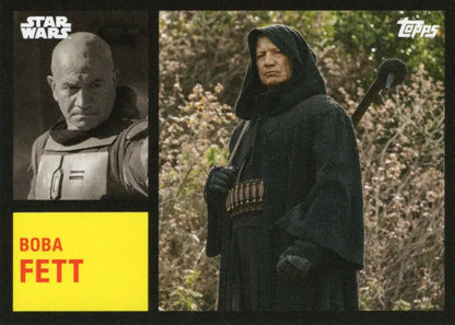 Star Wars trading card featuring Boba Fett in contrasting dark and light outfits