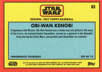 Star Wars trading card of Obi-Wan Kenobi in 1957 Topps Baseball style