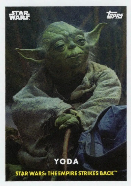 Green Alien Jedi Master Yoda in light robes for Star Wars Topps Baseball trading cards