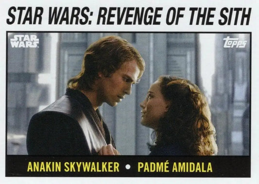 Star Wars trading card of Anakin Skywalker and Padme Amidala in Revenge of the Sith scene