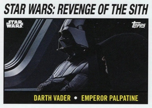 Star Wars trading card featuring Darth Vader and Emperor Palpatine from Revenge of the Sith