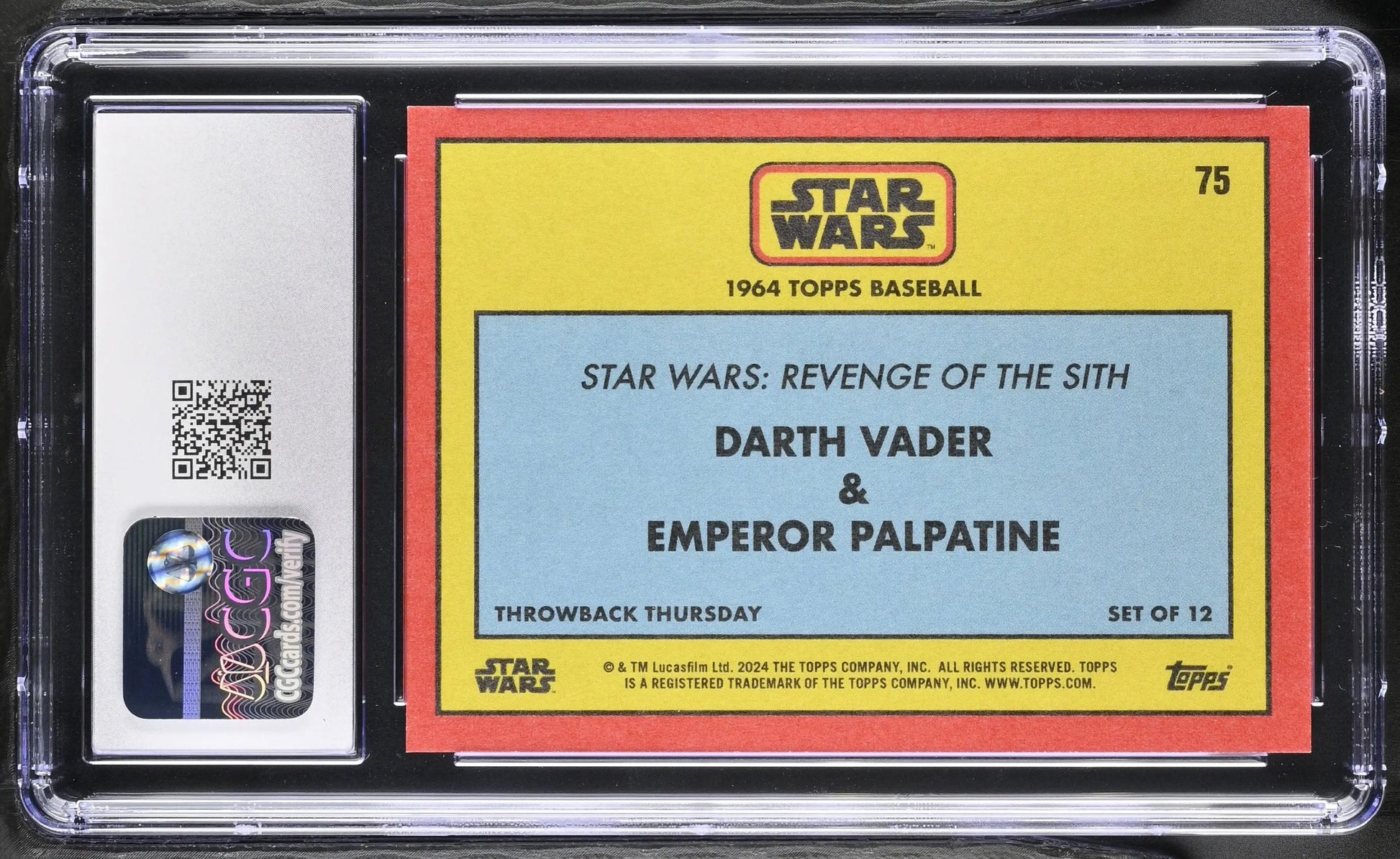 Graded Star Wars trading card featuring Darth Vader and Palpatine in Gem Mint condition