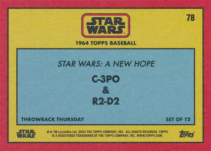 Star Wars trading card featuring C-3PO and R2-D2 from A New Hope, Topps 2024