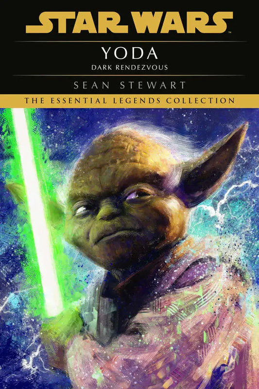 Star Wars Yoda Dark Rendezvous book cover with Yoda and lightsaber against cosmos backdrop