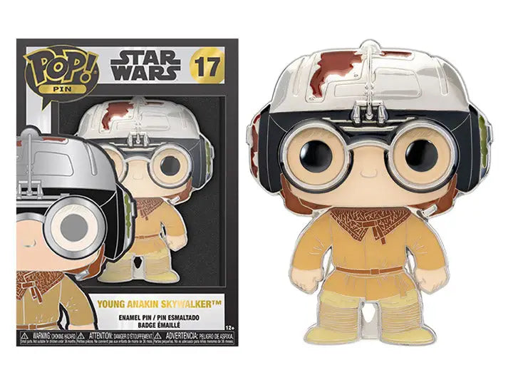 Young Anakin Skywalker Funko Pop figure with goggles and pilot helmet in yellow attire