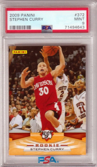 PSA-graded 2009 Panini Stephen Curry rookie card in red Davidson jersey - free shipping