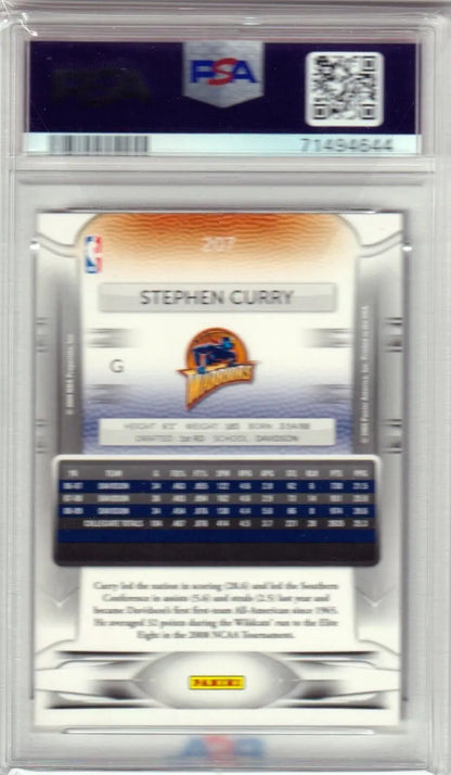 PSA-graded Stephen Curry 2009-10 Prestige RC Rookie card in case, available at Columbia Hobby