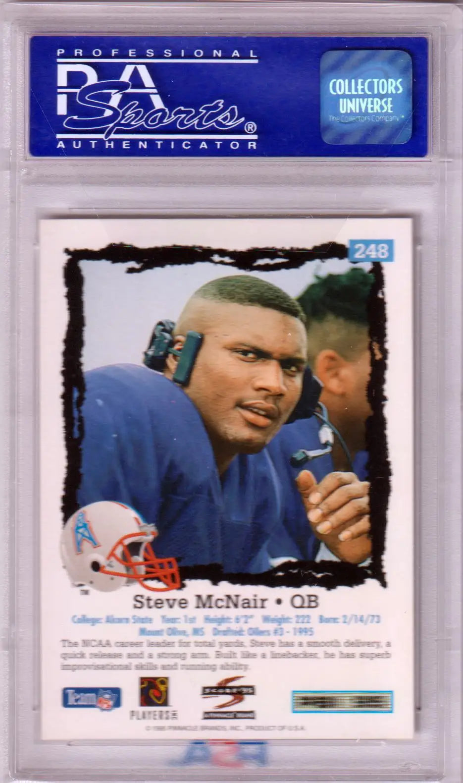 Steve McNair 1995 Score RC Rookie #248 PSA 10 trading card in protective case at Columbia Hobby