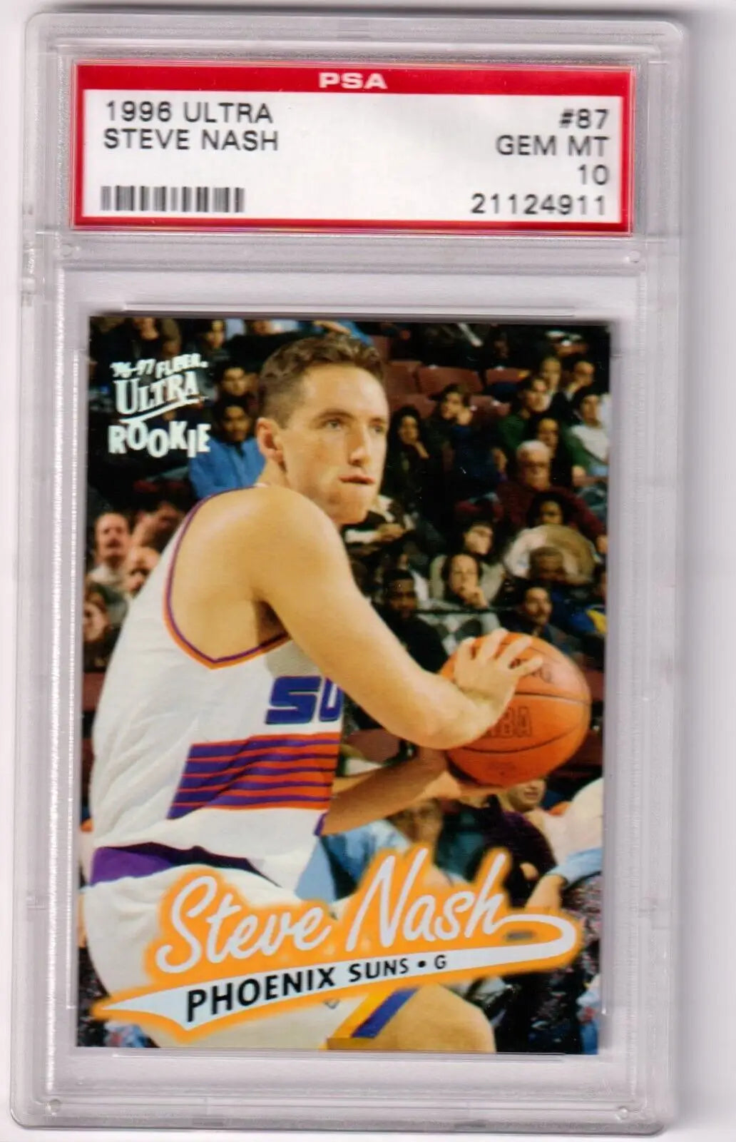 PSA-graded 1996 Ultra basketball card of Steve Nash in Suns jersey for single cards