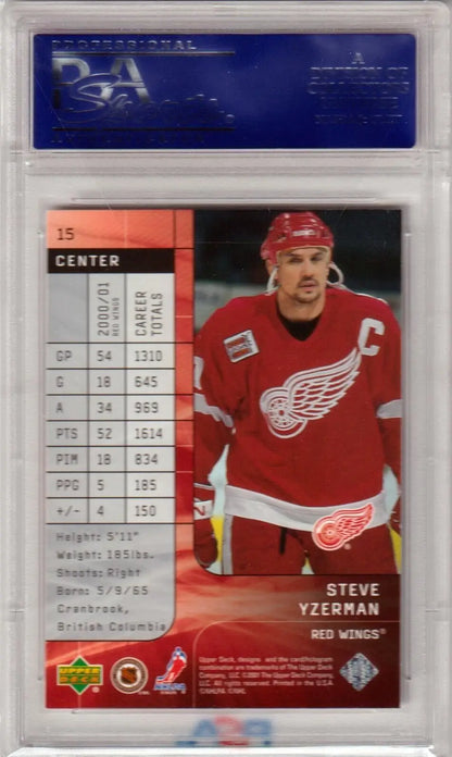 PSA-graded single card of Steve Yzerman in Red Wings jersey from Columbia Hobby