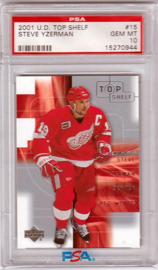 PSA 10 Steve Yzerman 2001 Upper Deck Top Shelf card, Red Wings player, Columbia Hobby