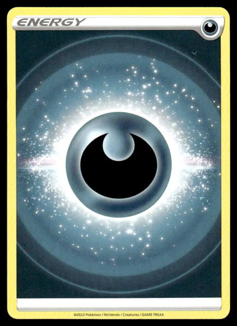 Darkness Energy symbol with a glowing crescent on Brilliant Stars Darkness trading card