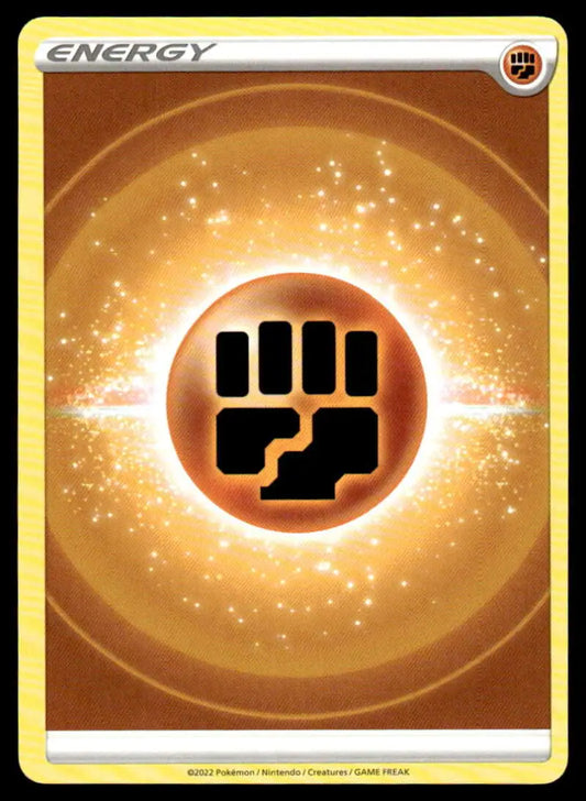 Fighting Energy symbol as a black fist icon on glowing orange, Pokemon Trading Card