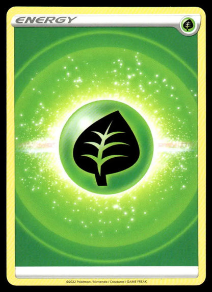 Black leaf symbol with green stem on glowing background for Brilliant Stars Grass Energy