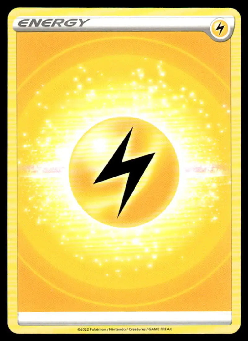 Lightning bolt symbol on glowing yellow Brilliant Stars Lightning Energy card