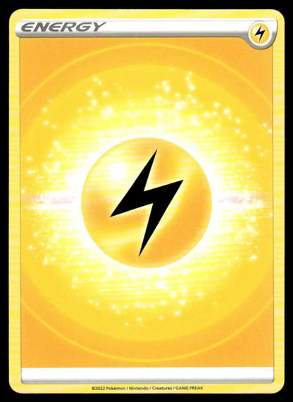 Lightning bolt symbol on glowing yellow Brilliant Stars Lightning Energy card