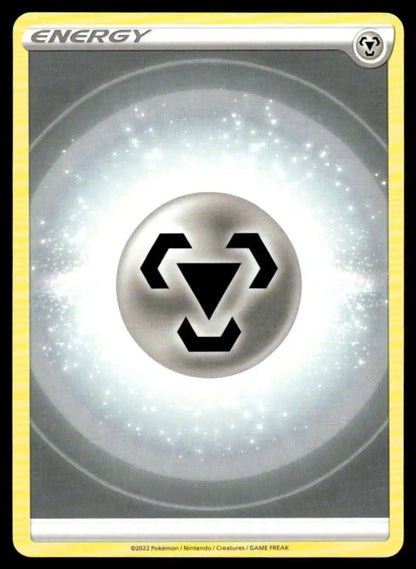 Metal energy symbol with black recycling arrows on Brilliant Stars Metal card