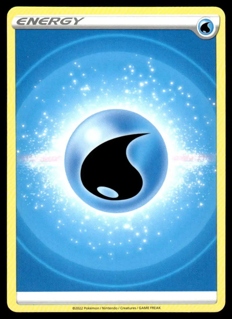 Water energy symbol with black teardrop in blue circle for Brilliant Stars Water card