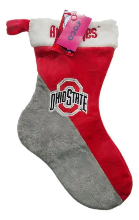 Ohio State Buckeyes red and gray holiday stocking with team logo design