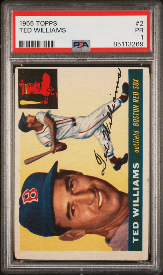 Ted Williams 1955 Topps #2 PSA 1 Poor graded baseball card in protective holder