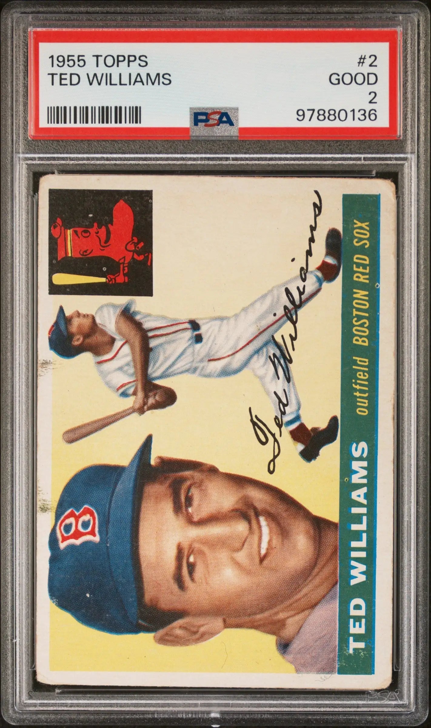 Ted Williams 1955 Topps trading card graded PSA 2 GOOD featuring Boston Red Sox player